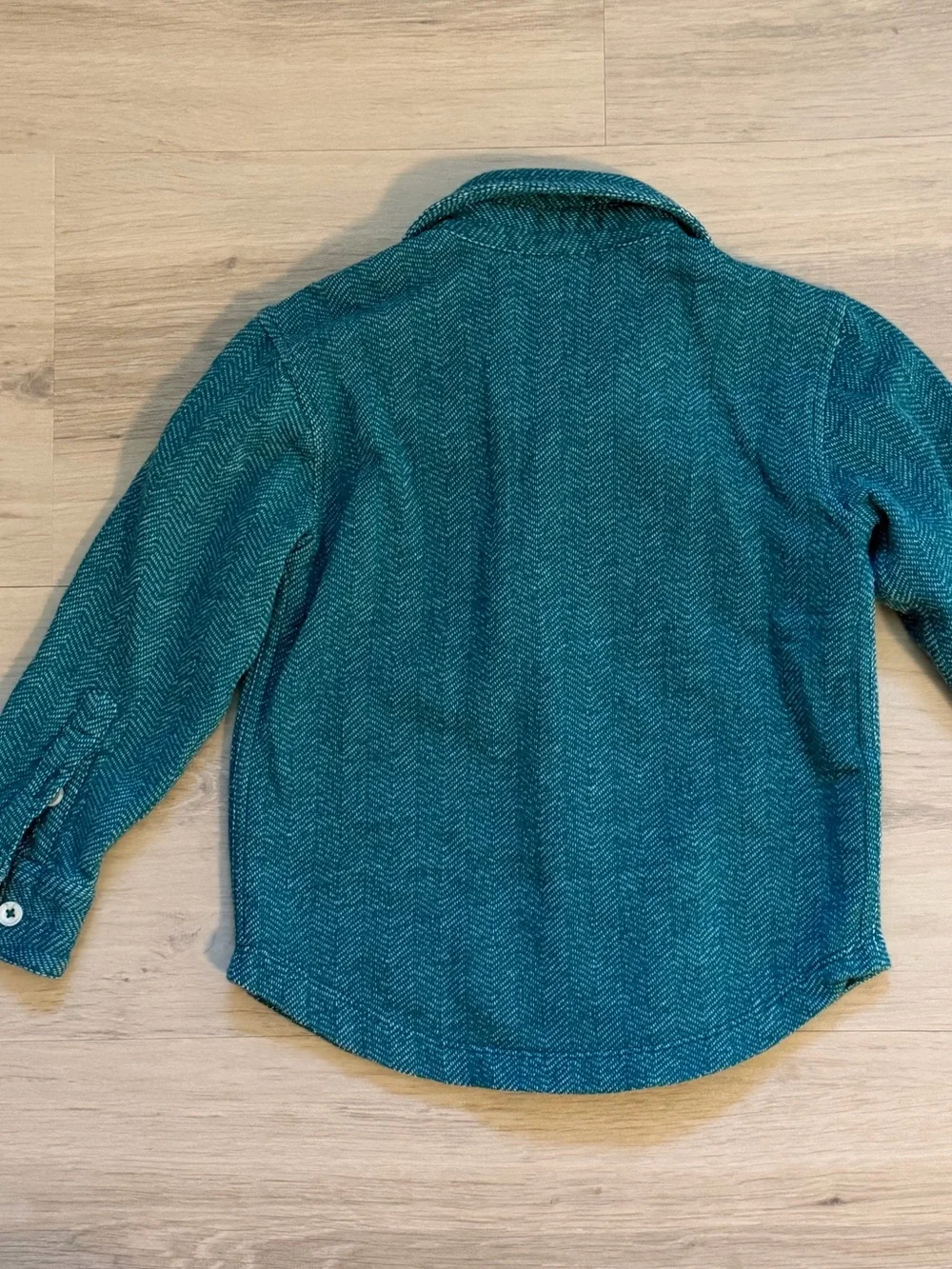 Hanna Andersson Teal Herringbone Button-Down Shirt